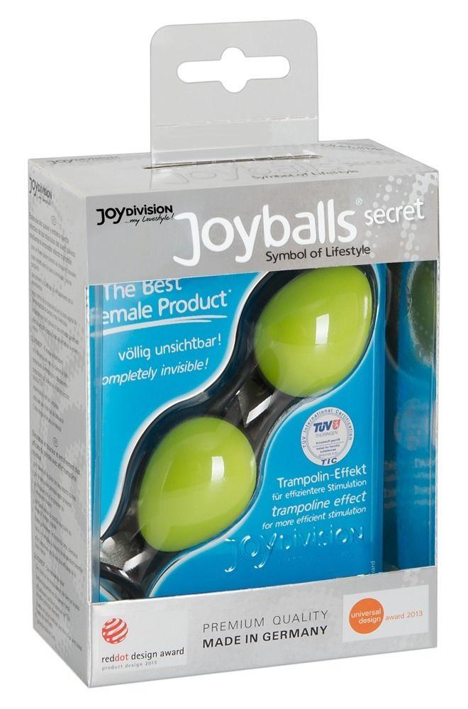 Зелёные вагинальные шарики на чёрной сцепке Joyballs Secret